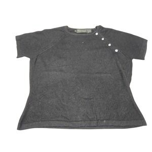 William Randall Cashmere Short Sleeve Sweater Button Shoulder Black Women's L‎